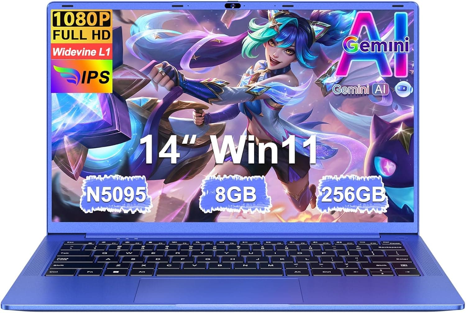 Ordenador Portátil 14 Pulgadas Celeron N5095 Upto 2,9 GHz Portatiles 8GB RAM 256GB SSD TF 1TB Win11 LPDDR4 1920*1080 FHD 5G WiFi USB 3.0 Laptop Película Protectora Español - Morado Cuerpo Metálico-1