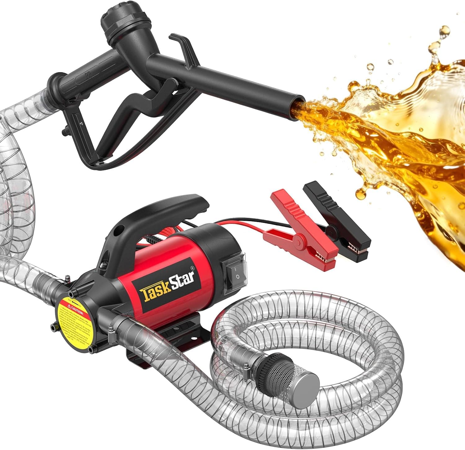 TaskStar Bomba Trasvase Gasoil 12V Eléctrica Portátil Combustible 50 L/min
