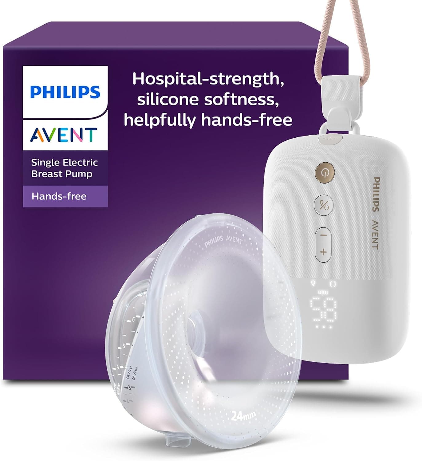 Philips Avent extractor de leche eléctrico individual manos libres, motor con gran capacidad de succión, imita el ritmo de ingesta del bebé, bombea hasta 85 veces por minuto, SCF531/11
