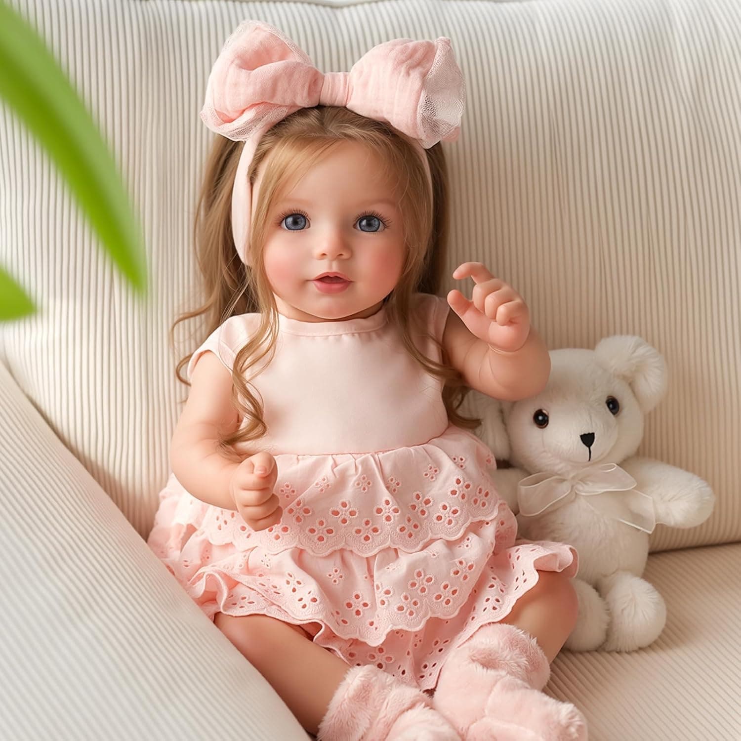 BABESIDE Reborn 50 cm, Muñeca Realista con Pelo Largo y Cuerpo de Tela