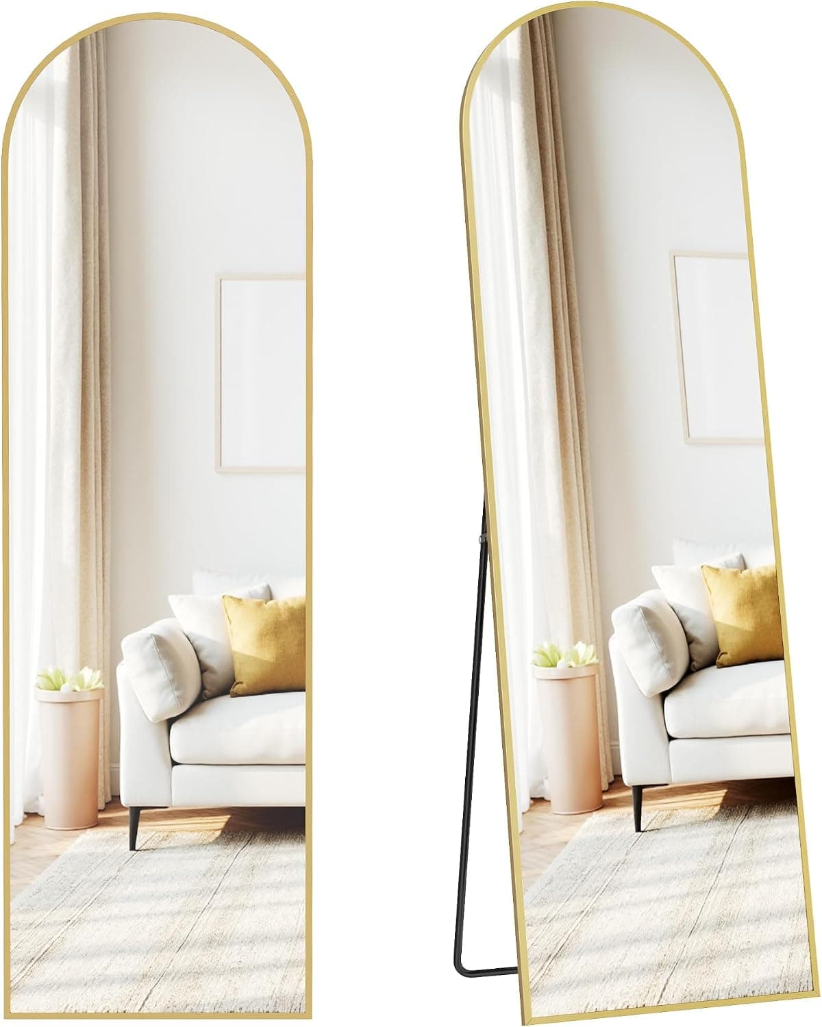 SONGMICS Espejo de Cuerpo Entero, Dorado Pálido, Arqueado, 150 x 40 cm