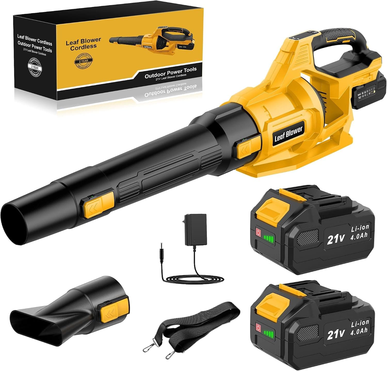 Soplador de Hojas Batería 21V 2 Baterías 4,0Ah