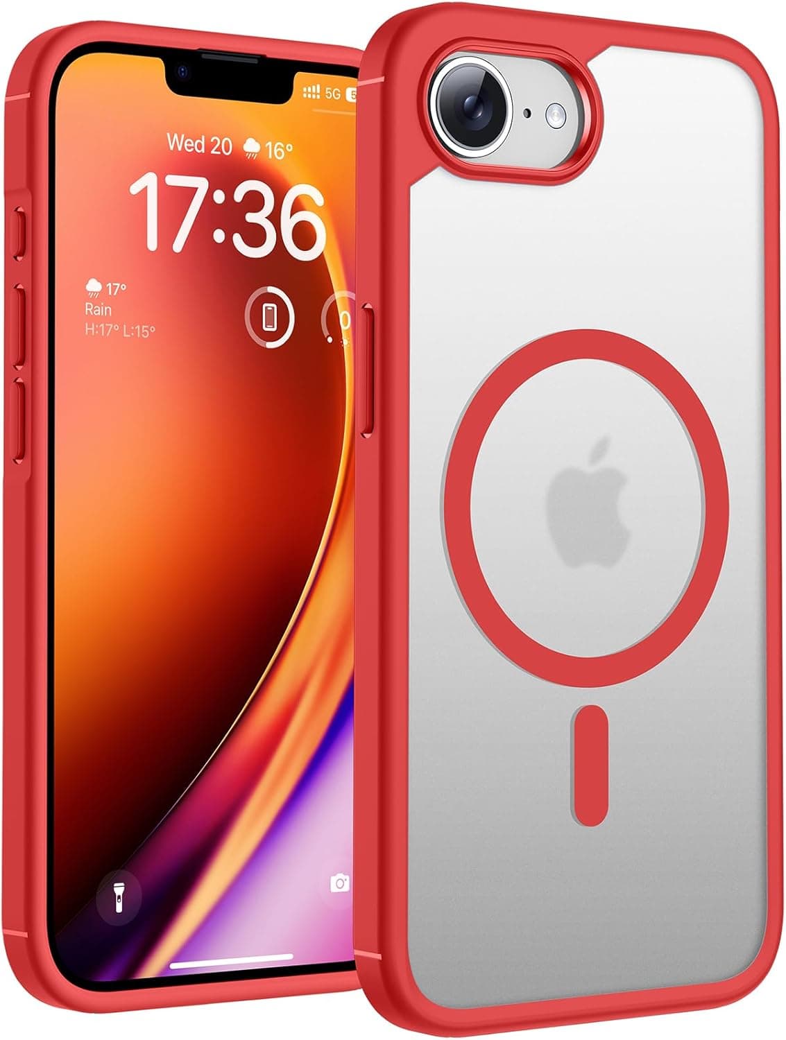 TOCOL Funda para iPhone 16e (6,1"), Compatible con MagSafe, Rojo
