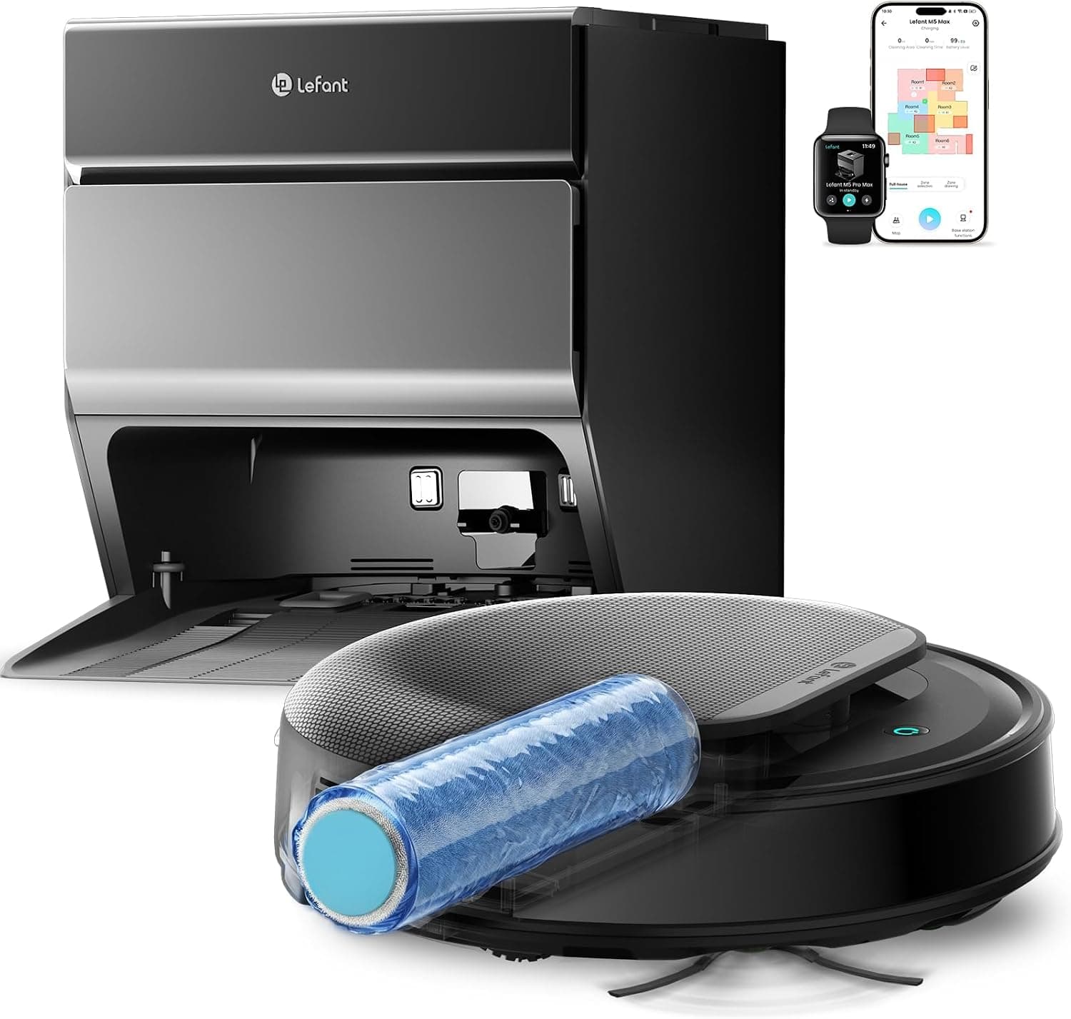 Lefant M5 MAX Robot Aspirador y Fregasuelos con Base de Autovaciado