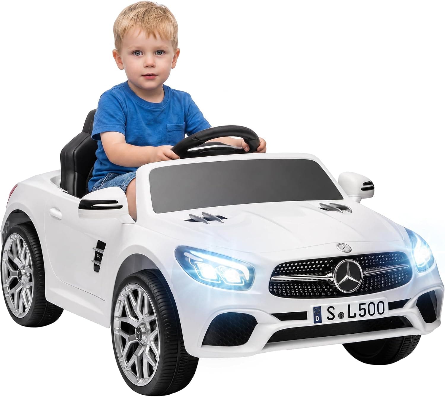 AIYAPLAY Coche Eléctrico de Niños Mercedes-Benz SL500 12V 2 Motores Blanco