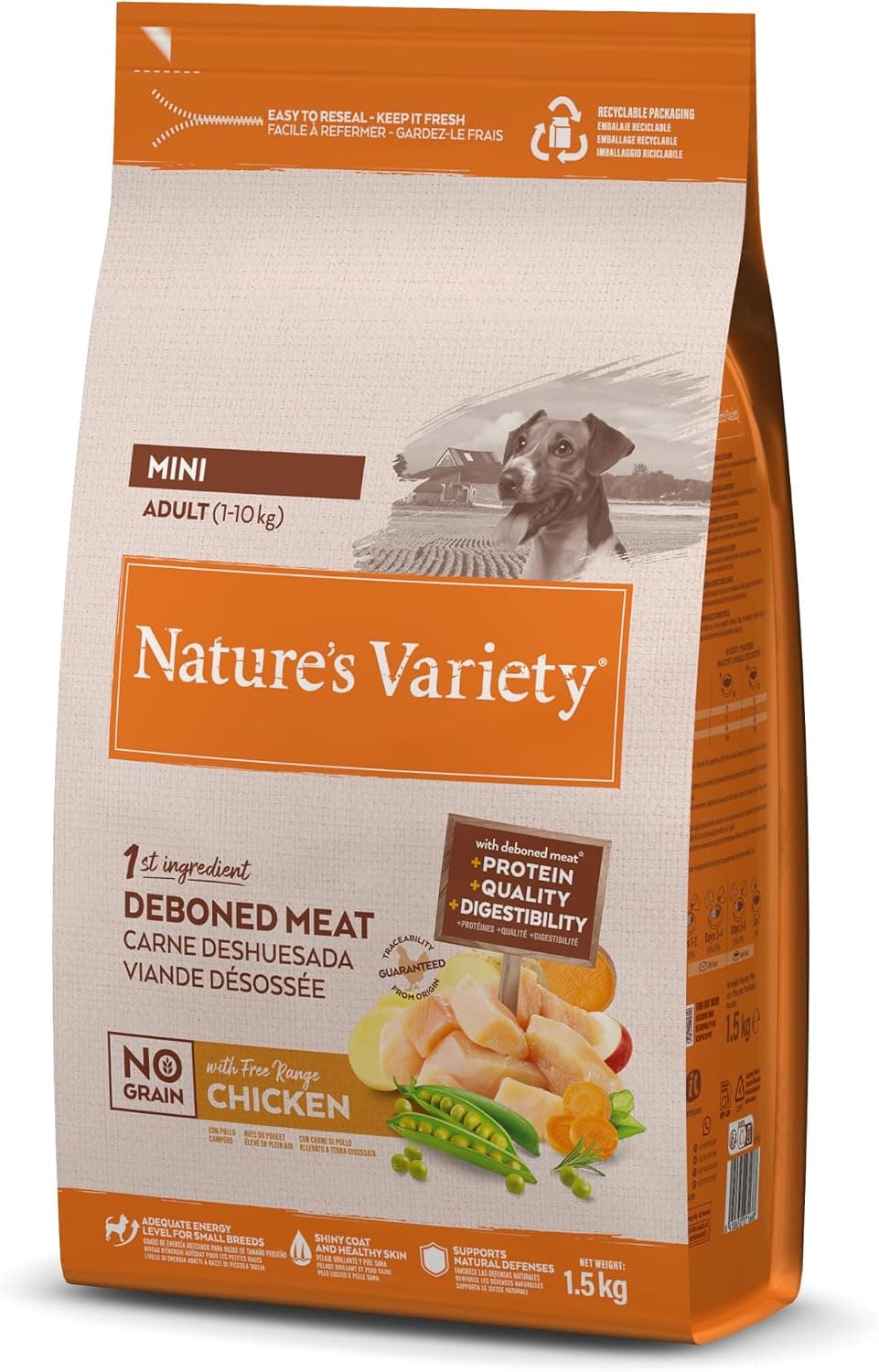 Nature's Variety No Grain Pienso para Perros Adultos con Mini con Pollo - 1,5kg
