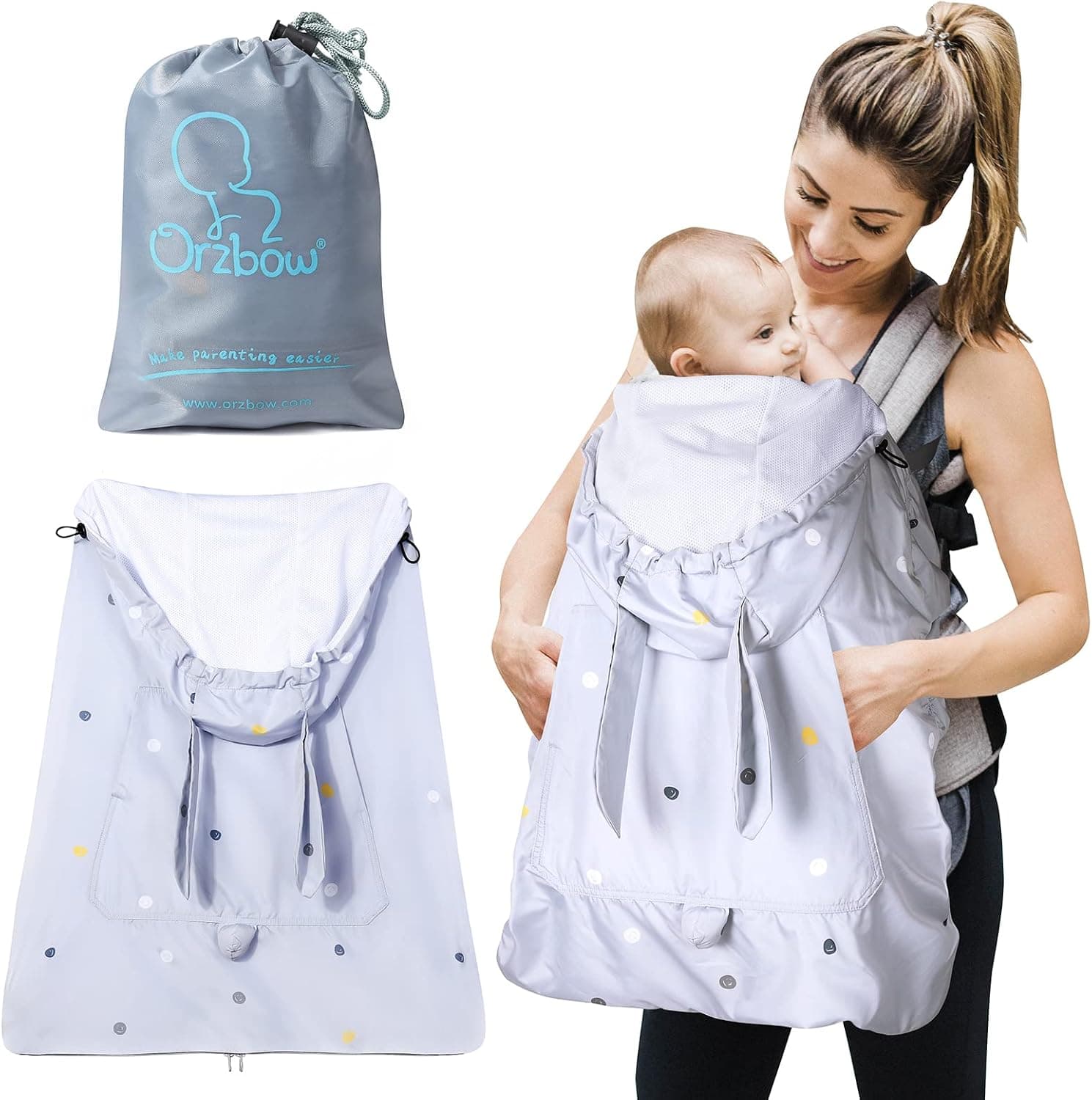 Orzbow Impermeable Funda Portabebe Verano, Conejo Gris