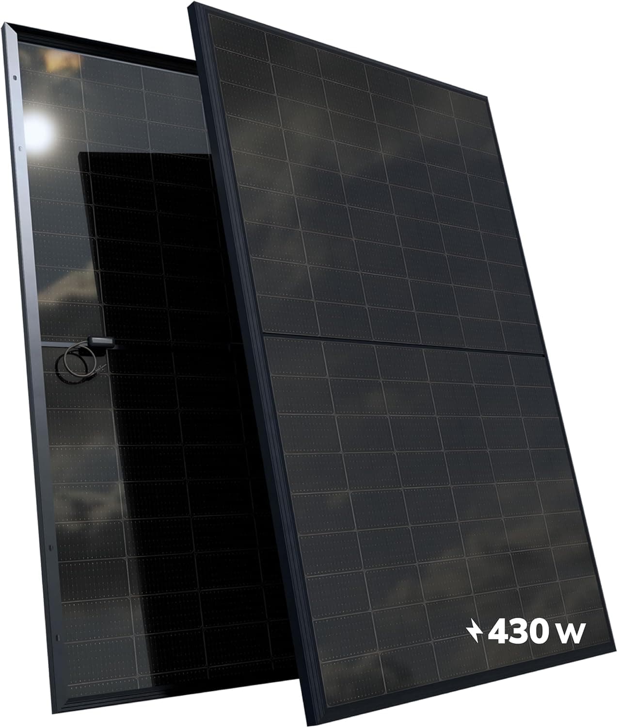 Panel solar bifacial de 430W - ALLBLACK - Tecnología TOPCon - Rendimiento del 22% - Cable de 1,2m