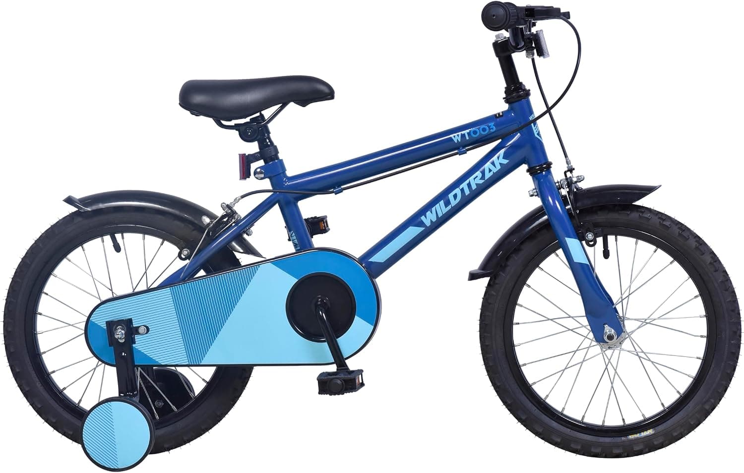 Wildtrak - Bicicleta 16 pulgadas para niños de 3 a 7 años con ruedines con ruedines - Azul