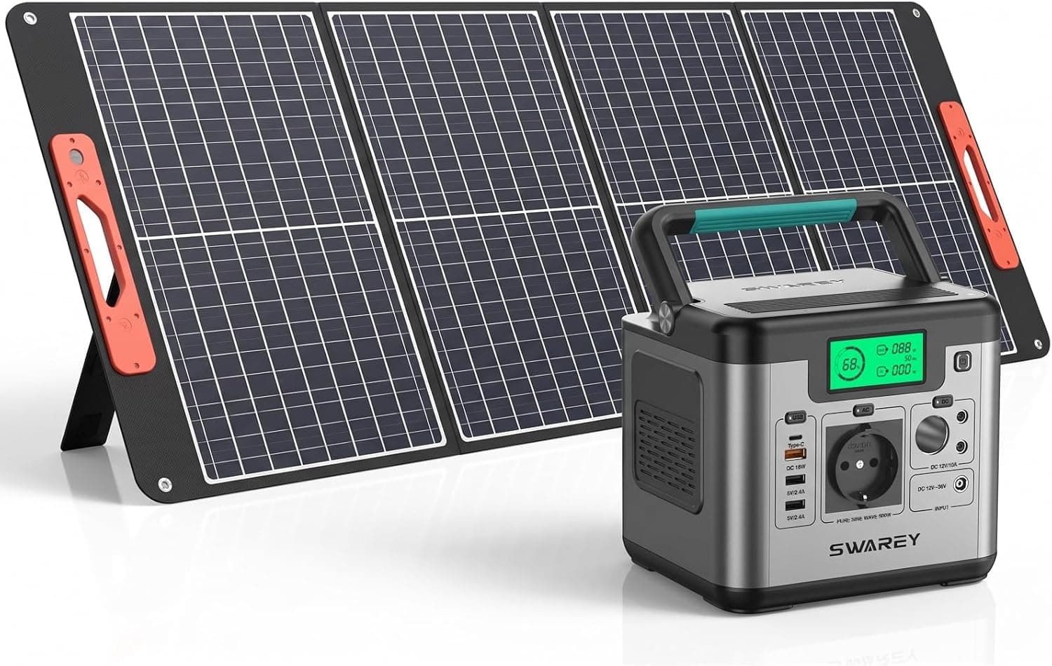 Estación de Energía Portátil S500, Generador Solar 518Wh con Panel Solar de 100W, Salida de CA de 500W (Pico 1000W), Puerto USB-C de 65W, Batería Externa para Camping Viajes Exterior RV Inicio