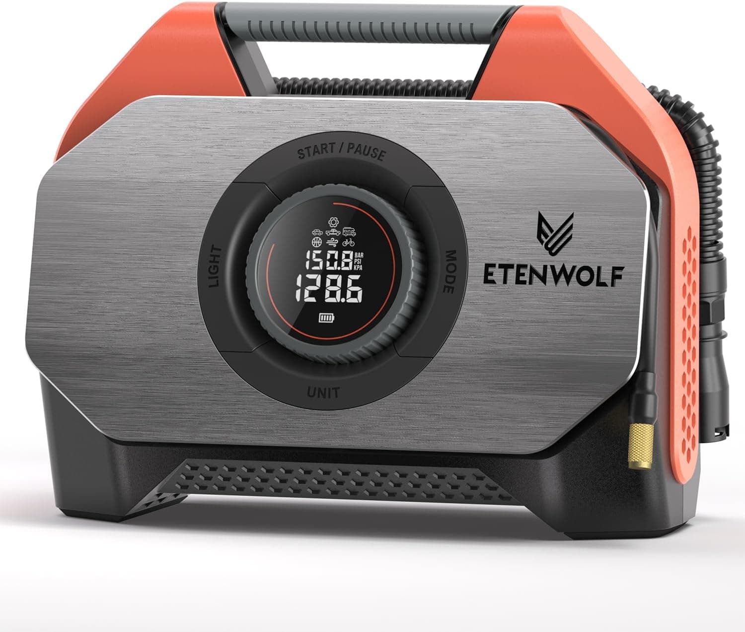 ETENWOLF S6 19200 mAh Inflador Ruedas Coche - 11,03 Bar Compresor Aire Portatil - 7 Modos para Coche y Objetos Inflables - Bomba de Aire Eléctrica