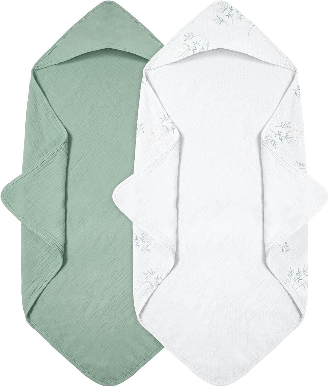 Toalla de Baño con Capucha para Bebé 76x76cm, Muselina de Algodón Toalla de Bebé de con Capucha, Capa de Baño Suave y Absorbente, Apto para Bebés de 0 a 6 Meses (Floral)