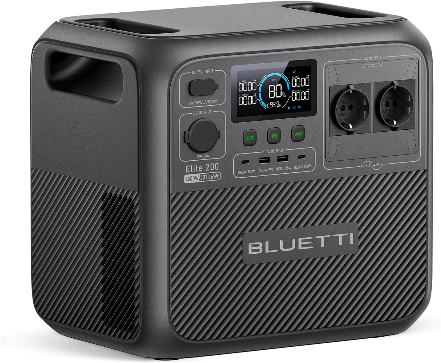 BLUETTI Elite 200 V2 Estación de Energía Portátil 2073Wh, Generador Solar