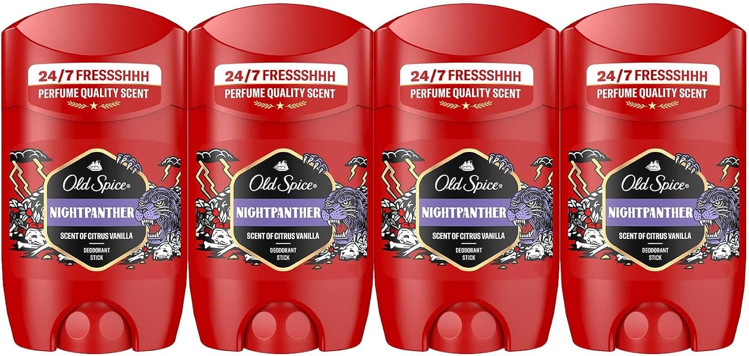 Old Spice Night Panther Desodorante en Barra para Hombre, 4x50ml