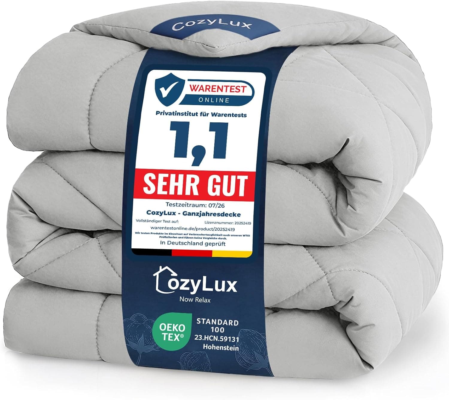 CozyLux Edredón 200x200 cm Gris Claro, Edredon Cama 105