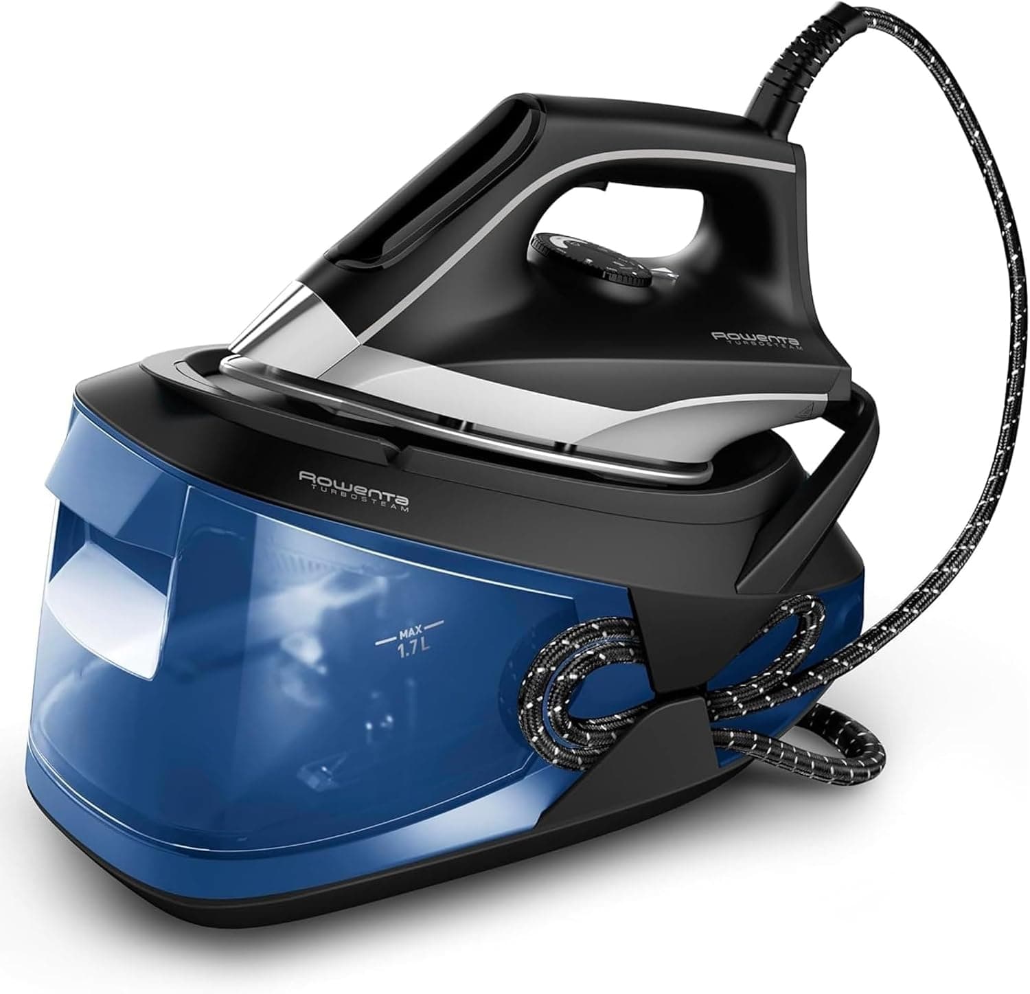 Rowenta Turbosteam, Centro de planchado, Golpe vapor 350g/min, Negro/Azul