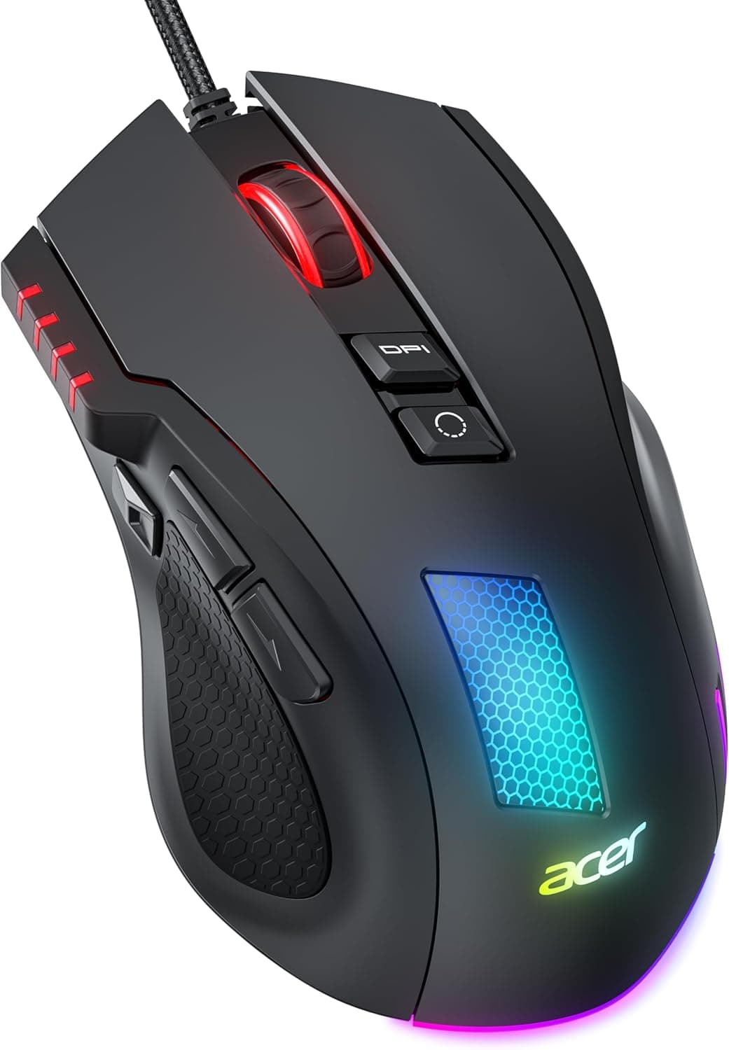 Acer Ratón Gaming para Juegos, RGB Mouse Gaming Ergonómico 12800 dpi