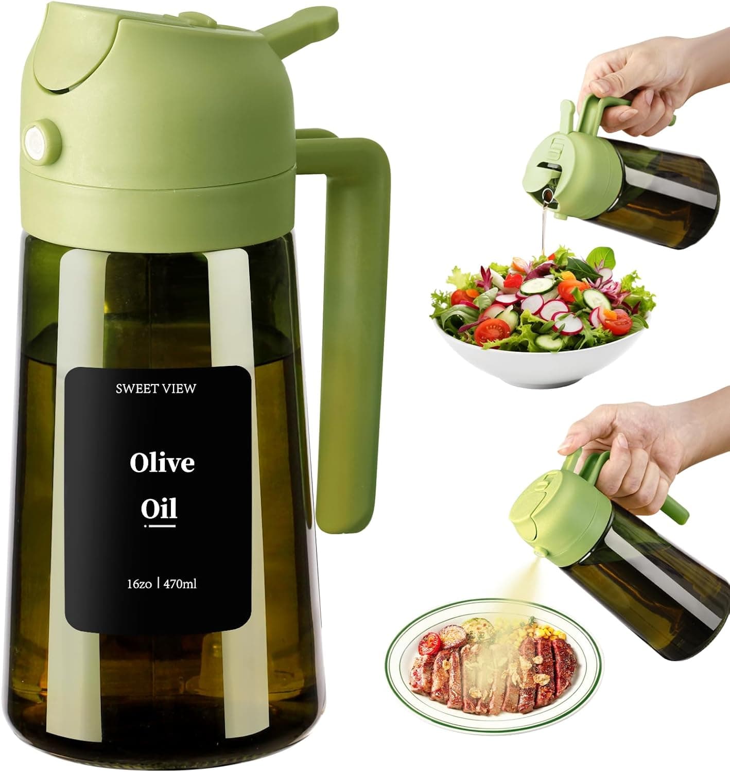 SWEET VIEW Aceitera Spray Pulverizador y Dispensador Aceite