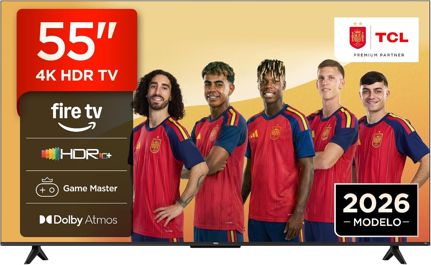 TCL 55V6D Televisor 55 Pulgadas 4K UHD Smart TV, Fire TV, Alexa Integrado, Dolby Vision & Atmos, Game Master, HDR10+, Control por Voz