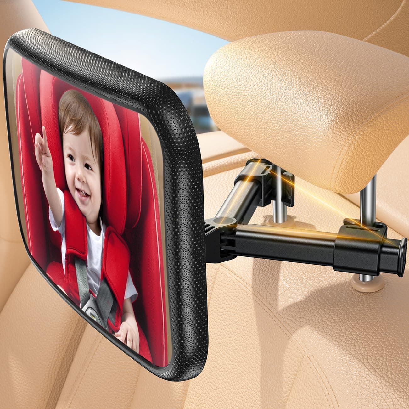 Lamicall Espejo Coche Bebé Asiento Trasero - [Gancho Triangular Estable]