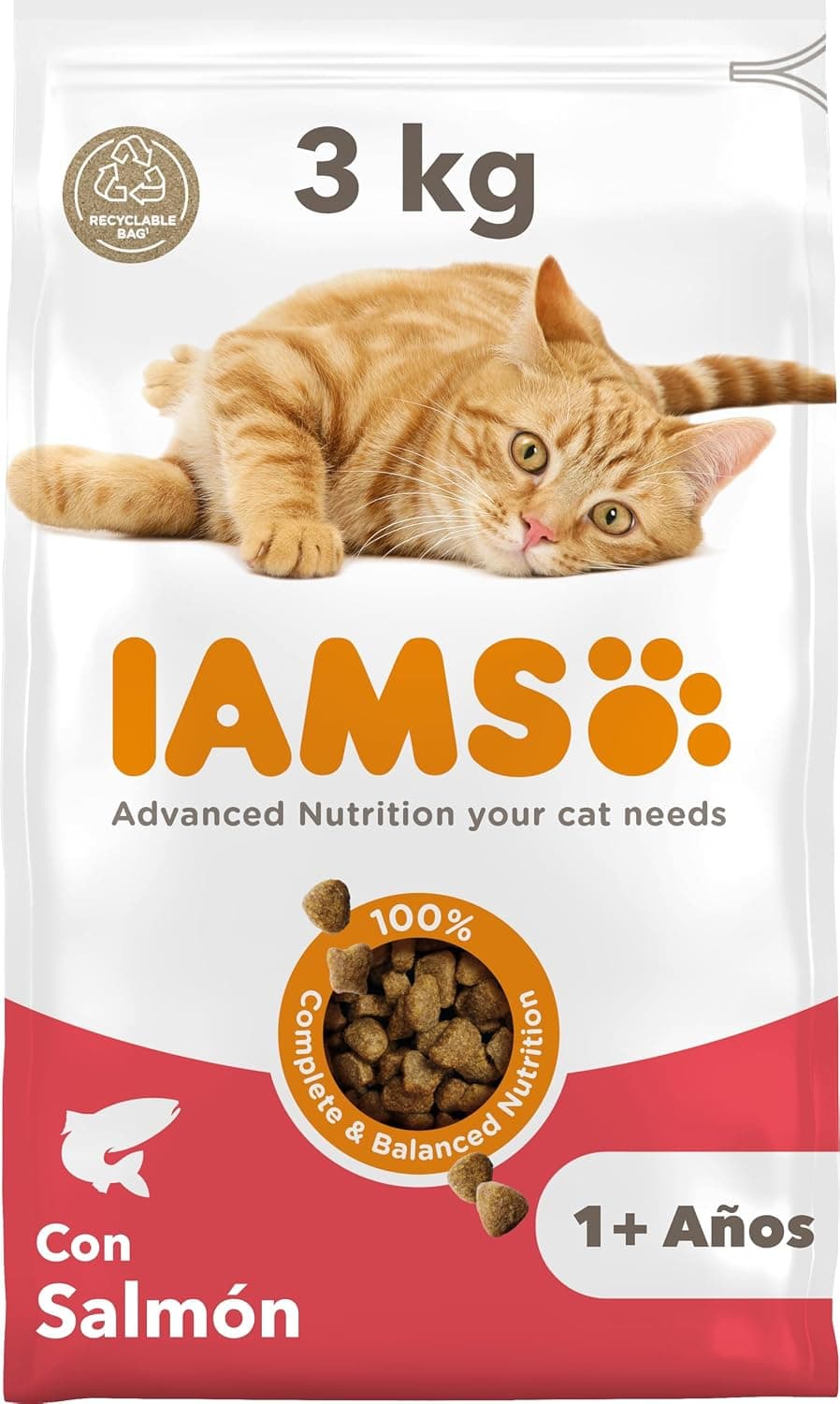 IAMS Alimento Seco para Gatos Adultos con Salmón, 3 kg