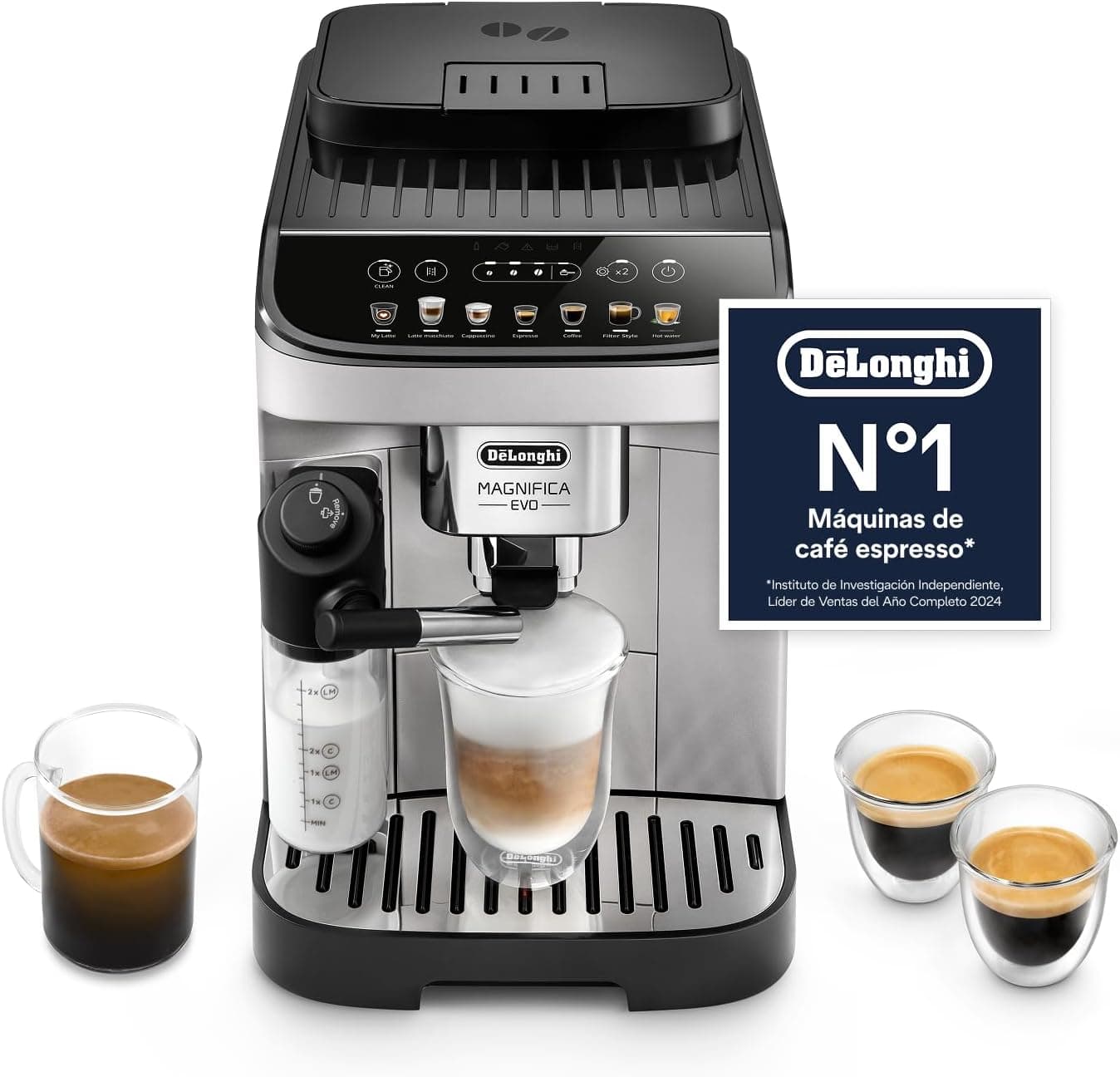 De'Longhi Magnifica Evo - Cafetera Superautomática 7 Bebidas Plata/Negro
