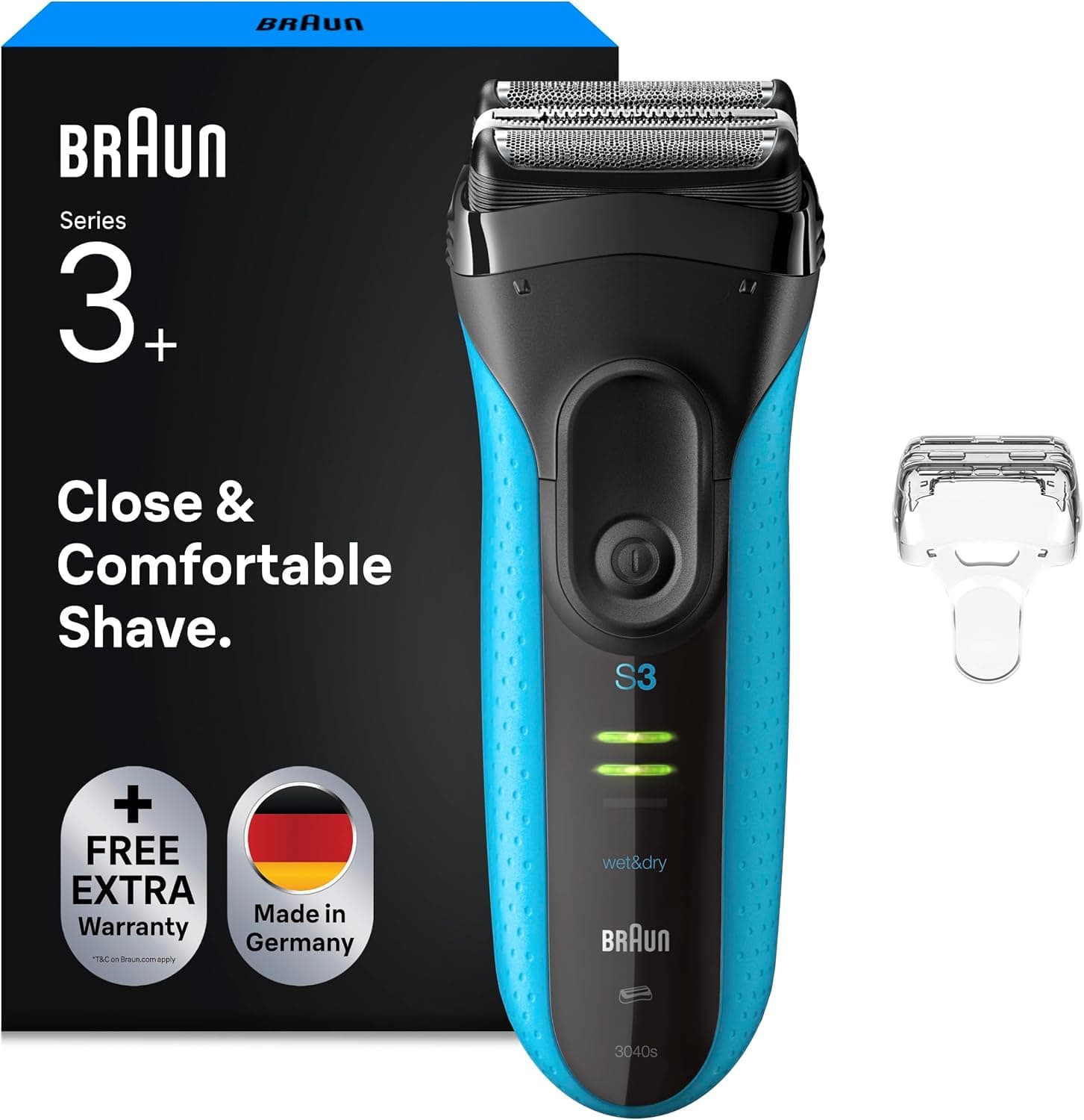 Braun Afeitadora Eléctrica Hombre Series 3, ProSkin 3040s, Negro/Azul