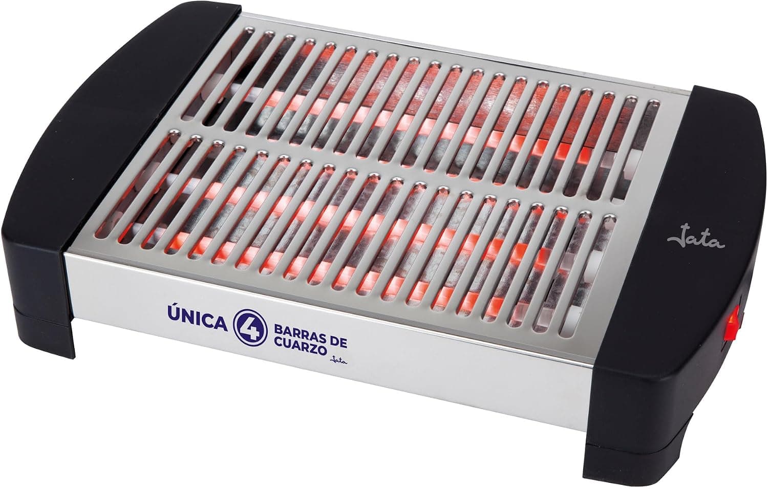 JATA TT589NG - Tostador Horizontal Tradicional, Tostador de Pan Plano Acero Inoxidable, 4 Resistencias de Cuarzo, Gran Superficie para Pan, Bollería y Repostería, 550W