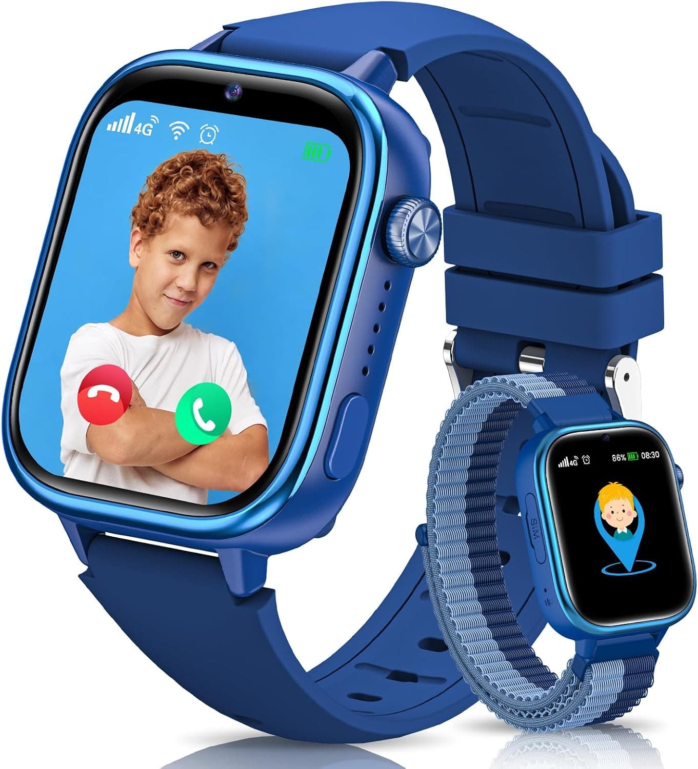 Sanorum Reloj Inteligente Niño con GPS/Videollamada/SOS/Regalo, Azul