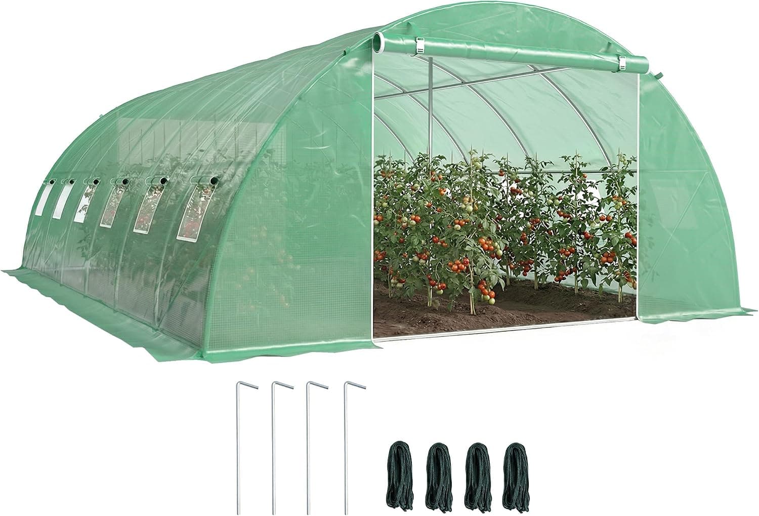 Outsunny Invernadero de Exterior 6x4x2 m con 2 Varillas de Soporte Verde