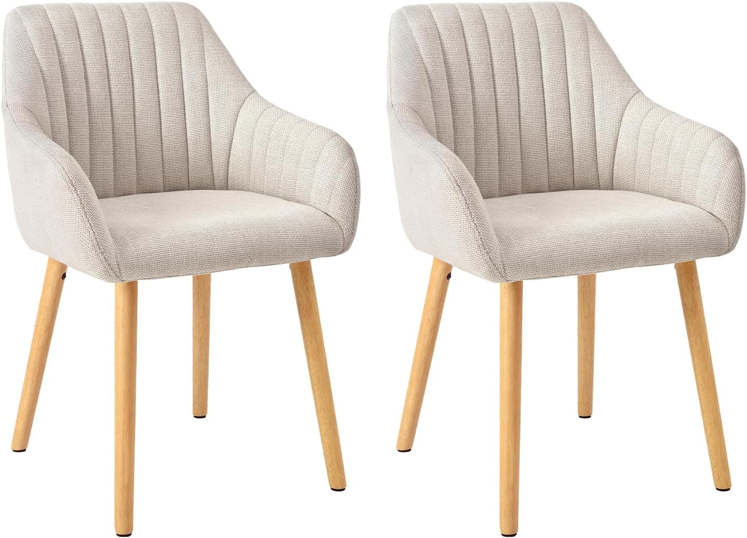 Juego de 2 sillas de Comedor Beige con reposabrazos de Lino, sillas de Comedor, Silla de salón, Silla de Cocina