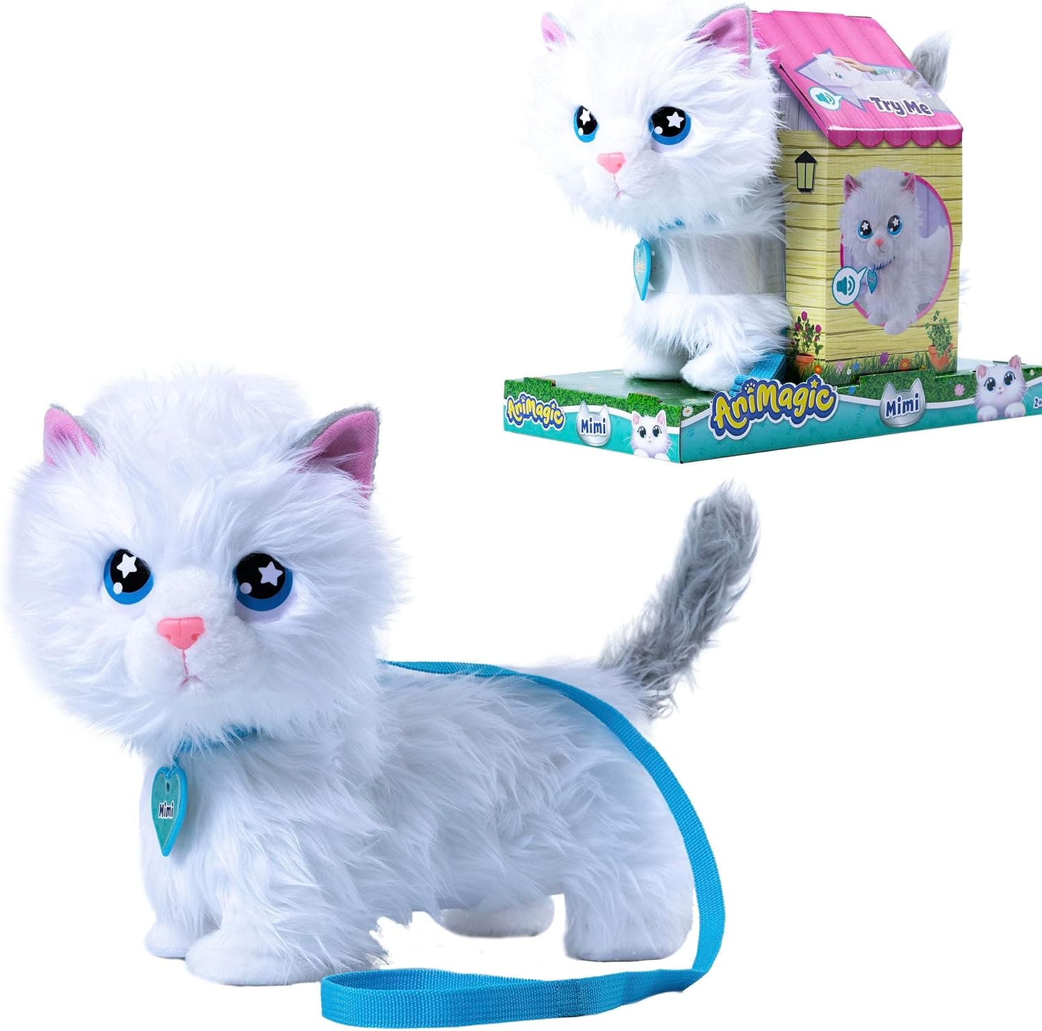 Bizak Animagic Mimi Mimitos, Peluche Interactivo, + 2 Años, Adorable y Divertida Gatita, Muy Suave, Camina, Maúlla y Mueve la Cola (64550196)