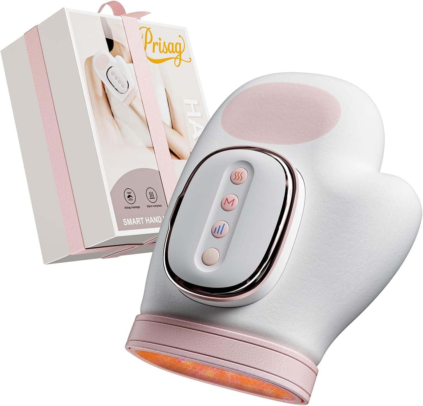 Masajeador De Manos Rosa, Calor, Compresión, 3ModosY5 Niveles