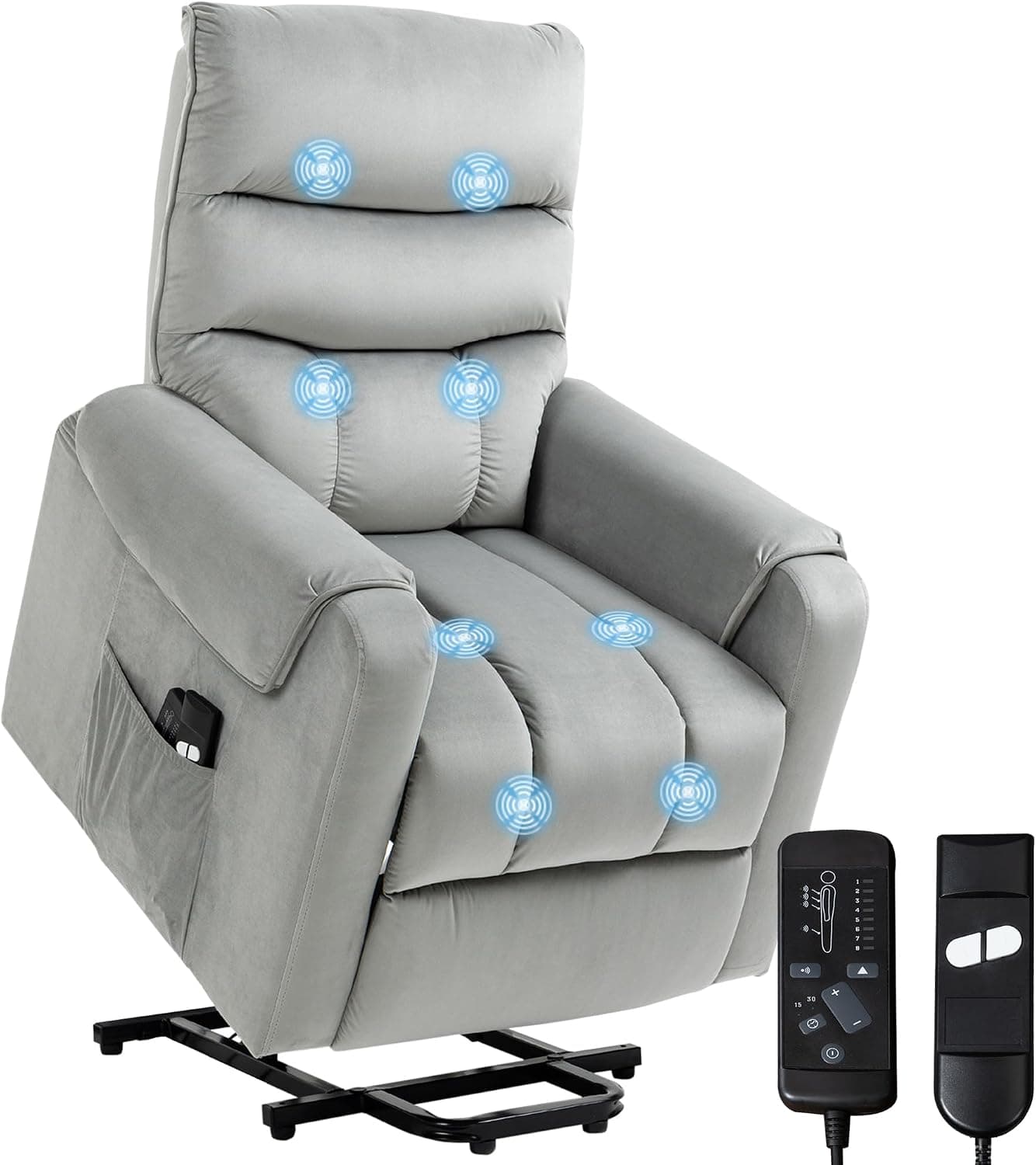 HOMCOM Sillón Relax Reclinable Eléctrico Levanta Personas Masaje Gris