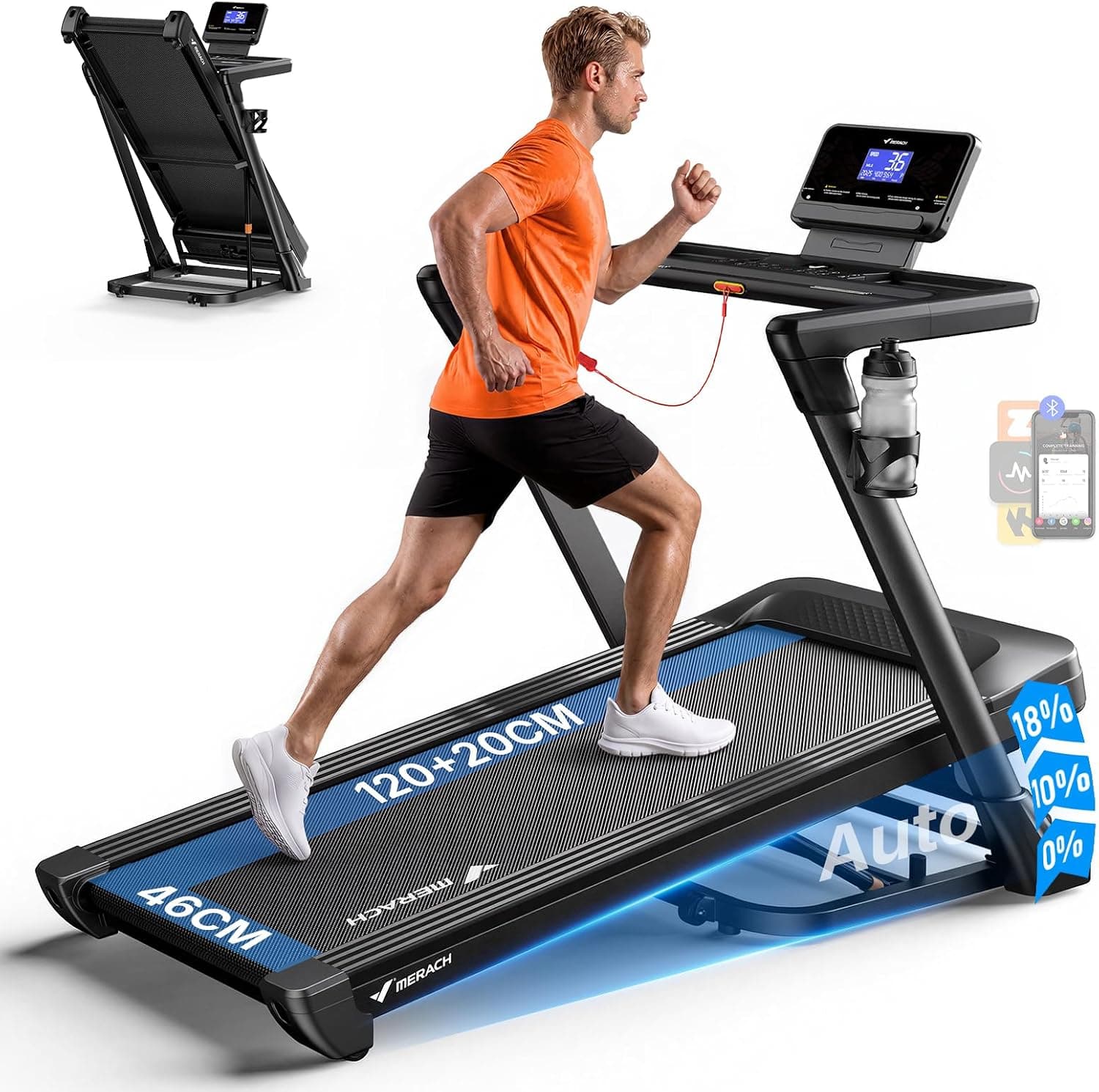 MERACH T31 Cinta de Correr 46*120 CM/46*140 CM, 18% Inclinación Automática