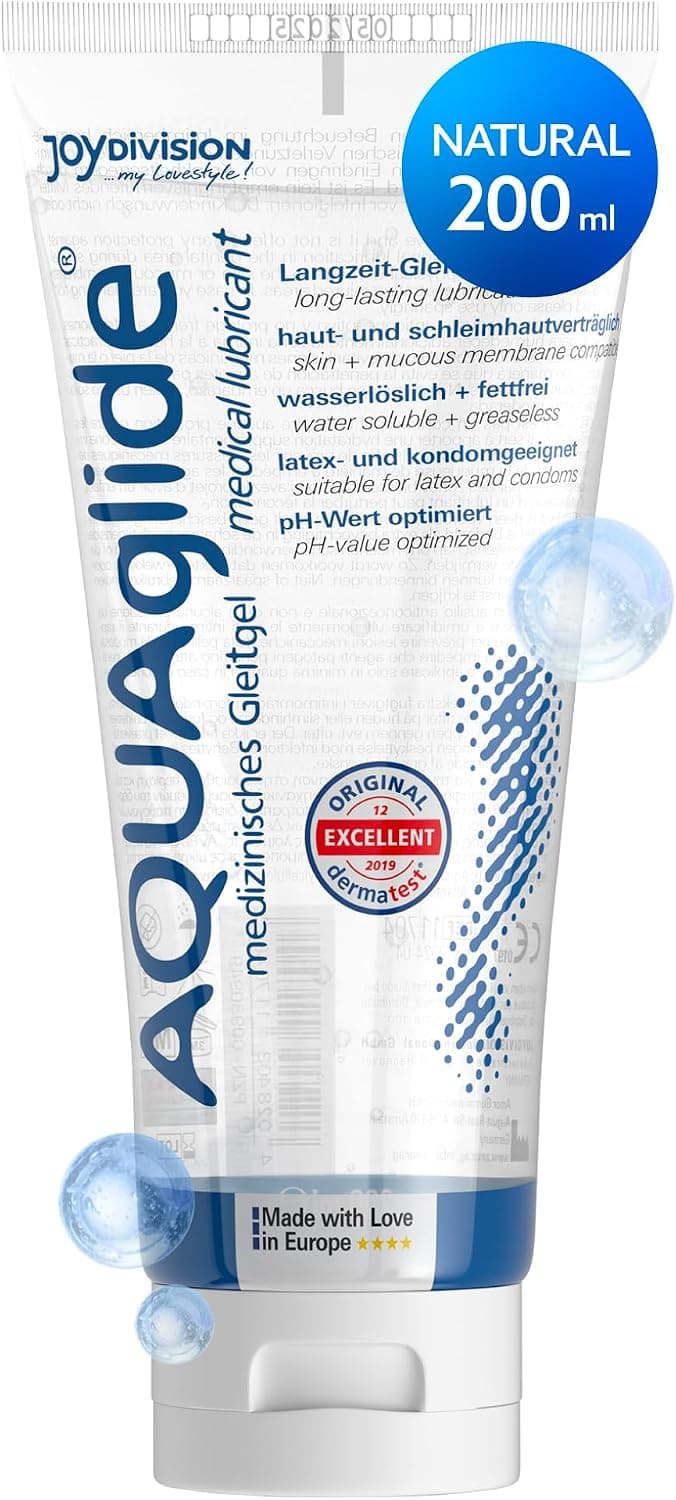 JOYDIVISION Original AQUAglide 200 ml lubricante natural, lubricante transparente y vegano, pH optimizado y compatible con condones de látex