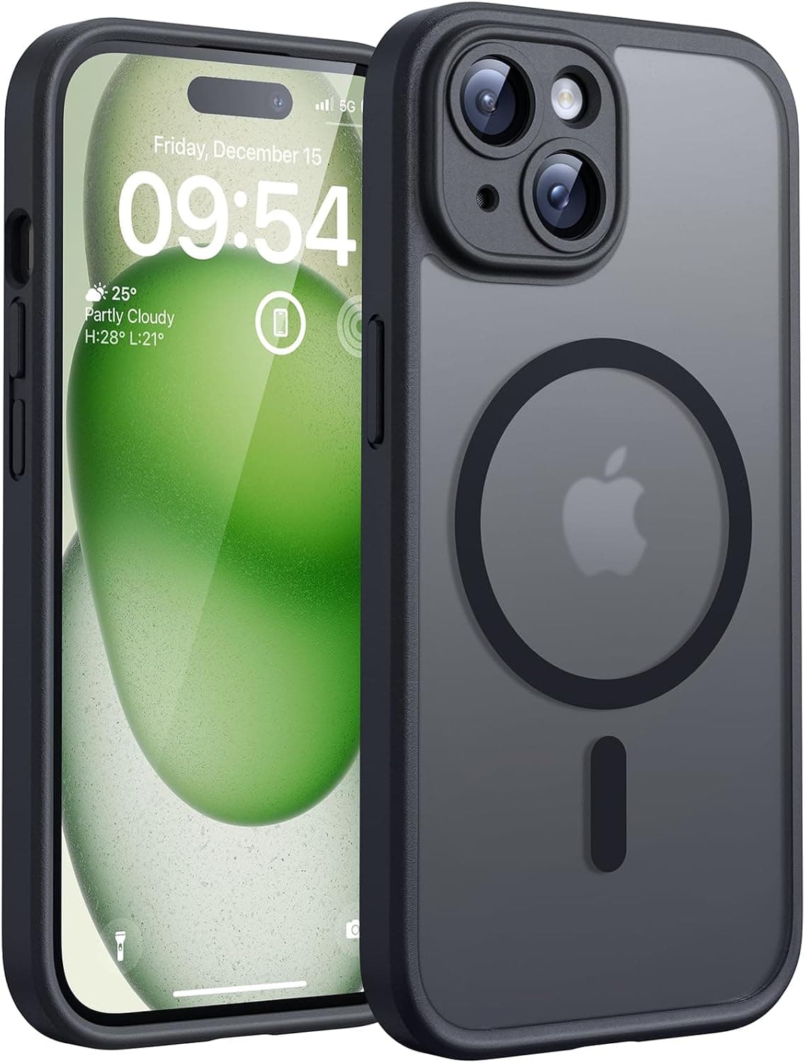 TOCOL Funda para iPhone 15 Plus, Compatible con MagSafe, Titanio Negro