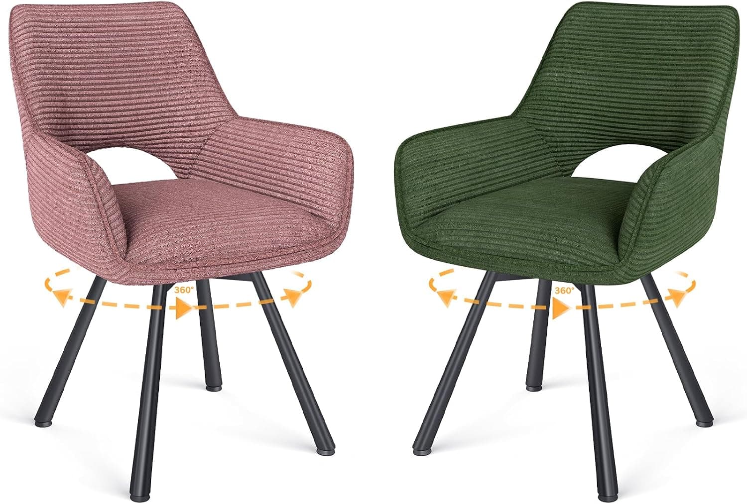 WAFTING Sillas de Comedor Pack 2 Giratoria 360°, Verde y Rosa