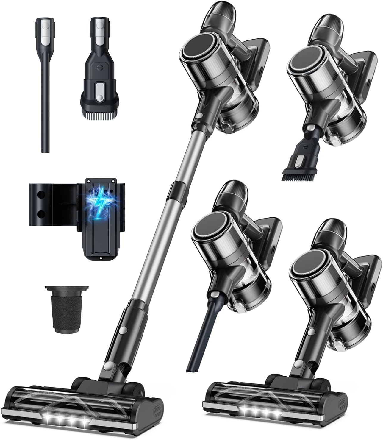 Aspiradora Sin Cable Aspirador Escoba - Aspiradoras de Mano Vertical Electricas Cordless Vacuum Cleaner Potente Inalámbrica de Pie Bateria con Cepillo para Pelos de Mascota Suelo y Alfombra