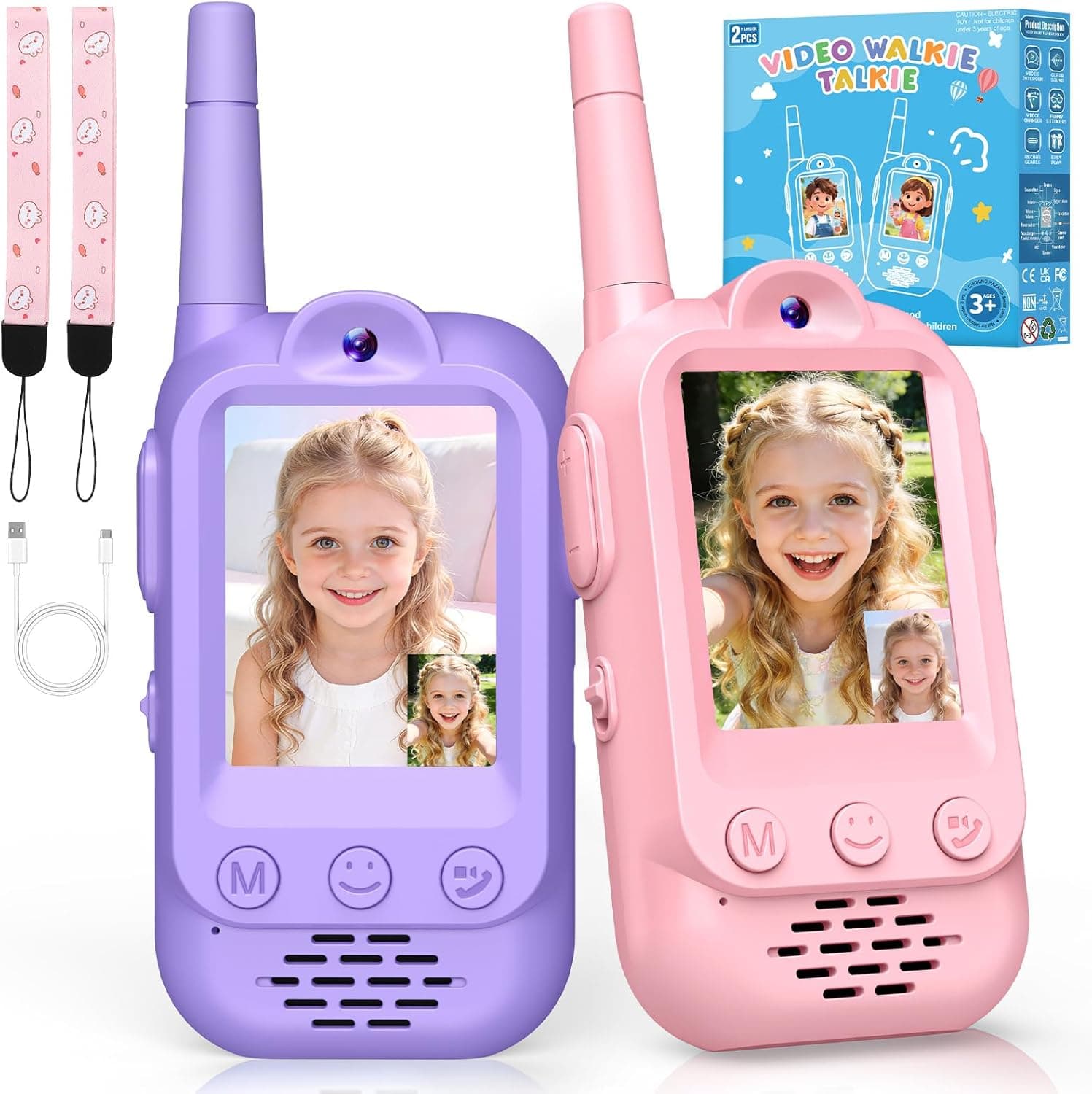 iKidiki Walkie Talkie Niños Recargable, Regalo Niñas 3 4 5 6 7 8 Años Walkie-Talkie con Vídeo para Niños Juguetes Niñas 3-8 Años Regalos Cumpleaños Juguetes para Niñas