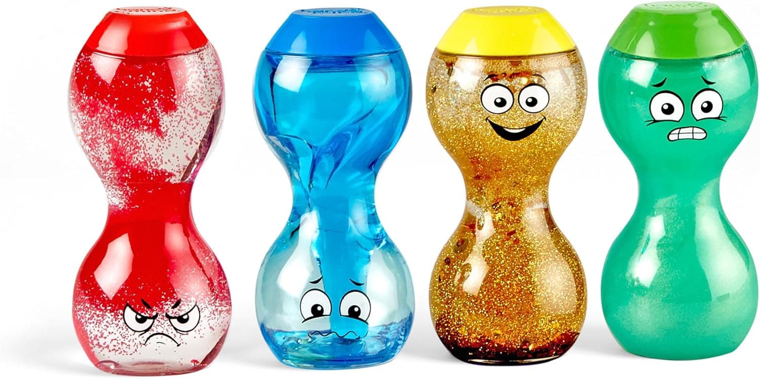 Learning Resources Botellas Sensoriales Emociones – Juego Educativo Calmante para Niños 3+ – Mindfulness y Autorregulación – 4 Botellas Selladas Multicolor
