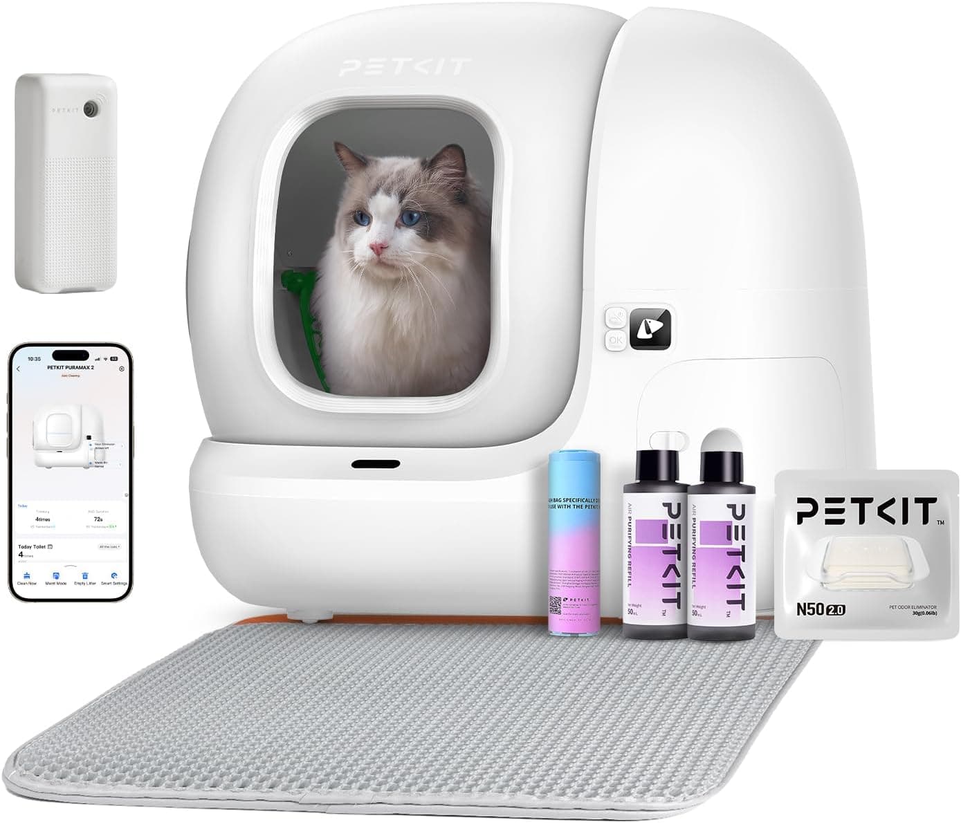 PETKIT Pura MAX 2 Arenero Gatos Autolimpiable, Inodoro para Gato, Arenero Autolimpiable para Gatos, Anti-Fugas, xSecure/Eliminación de Olores/Control de APP/76L, para Varios Gato