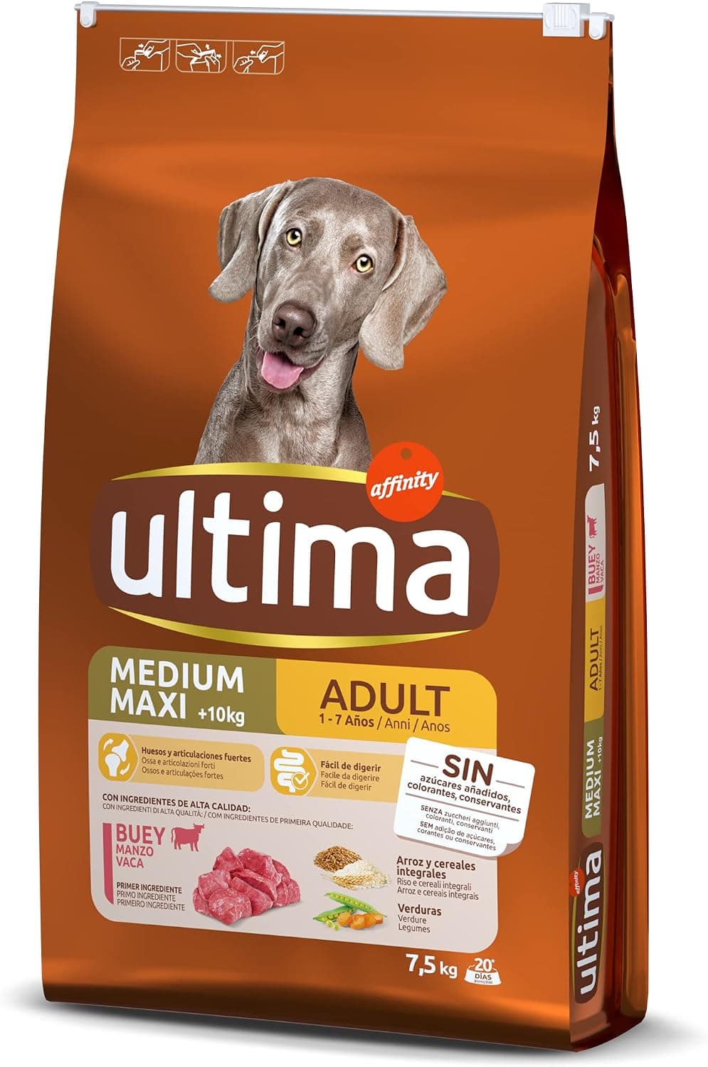 ultima Pienso para Perros Medium-Maxi Adultos con Buey - 7.5 kg