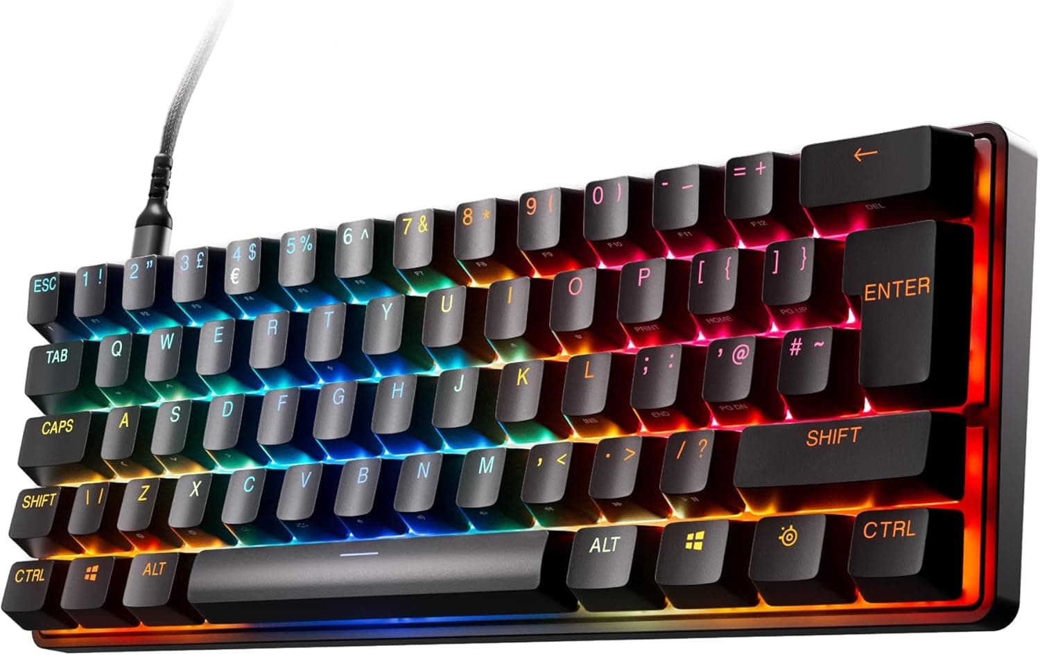 SteelSeries Apex Pro Mini Gen 3 Interruptores OmniPoint 3.0 - Accionamiento Ajustable - Rapid Trigger - Preajustes - Modo protección - Rapid Tap/SOCD - RGB - Teclas PBT - USB-C - Diseño UK QWERTY