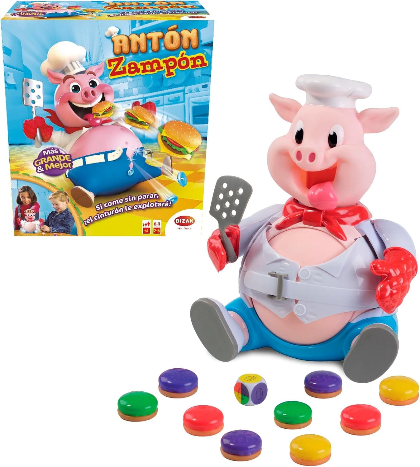 Bizak - Anton Zampon - Juego de Mesa Infantil para Niños y Niñas a Partir de 4 Años - Juego Divertido y Educativo para la Familia - Estimula Reflejos - 2 a 6 Jugadores - Versión en Español (64550084)