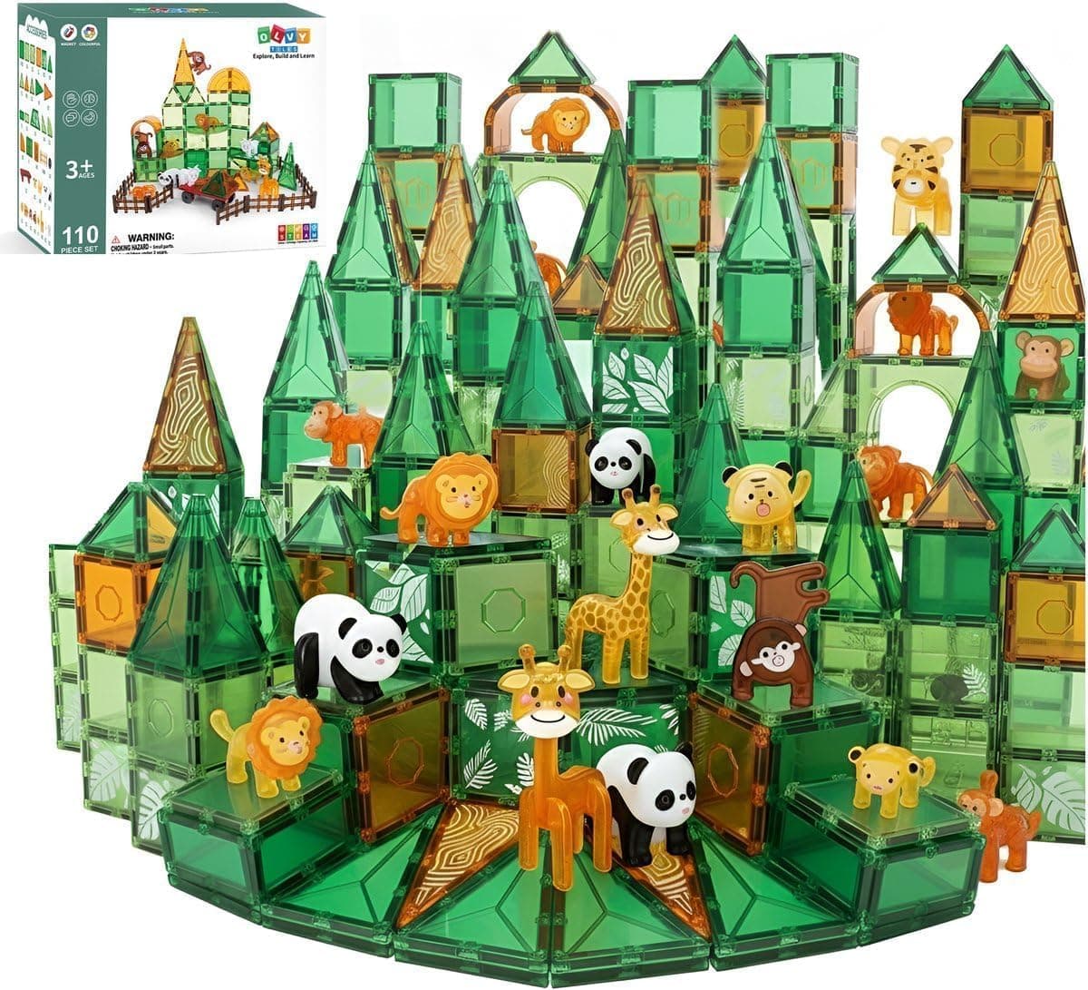 Olvy Bloque Magnético Juego Construcción Imán 3 Años Stem Selva 110 Piezas