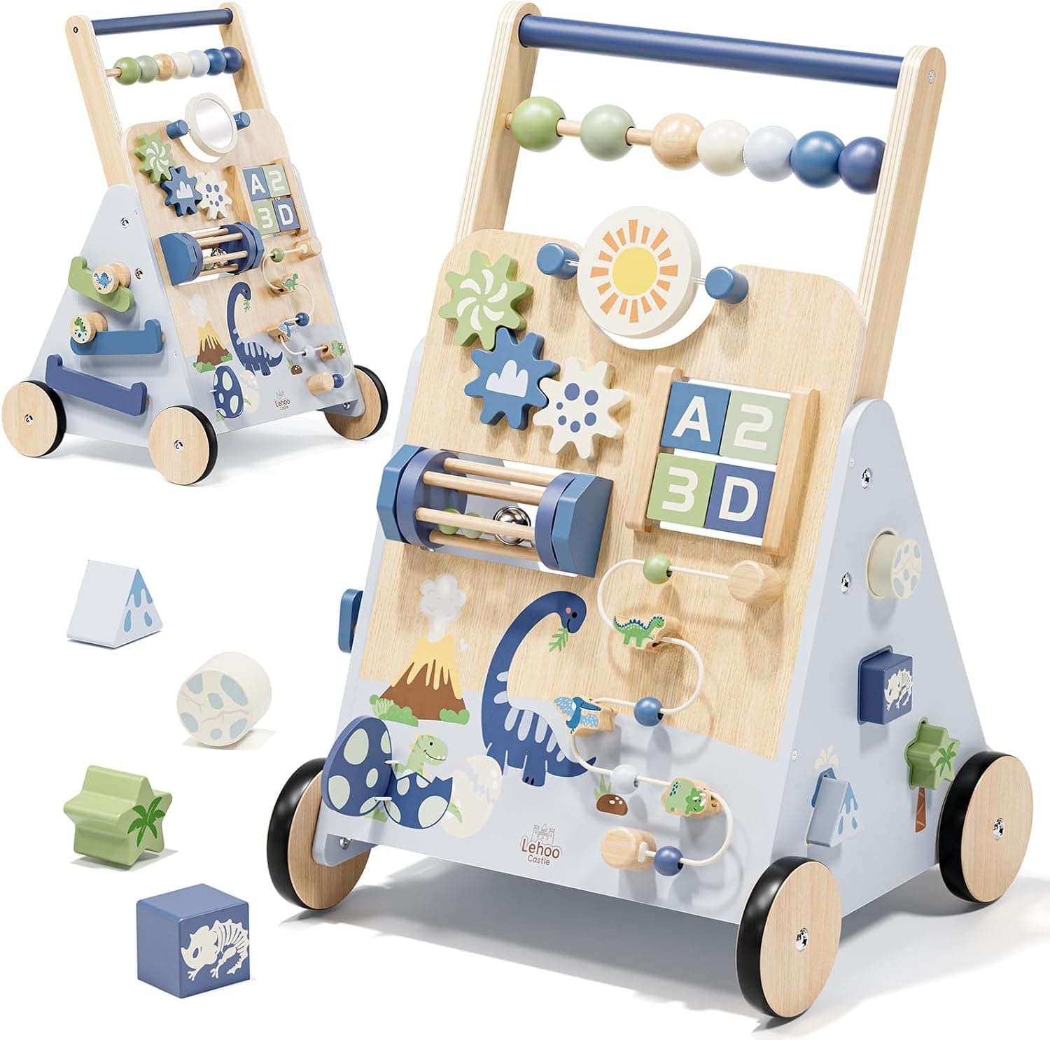 Lehoo Castle Andador Bebes de Madera, Caminador Bebé Montessori Dinosaurio