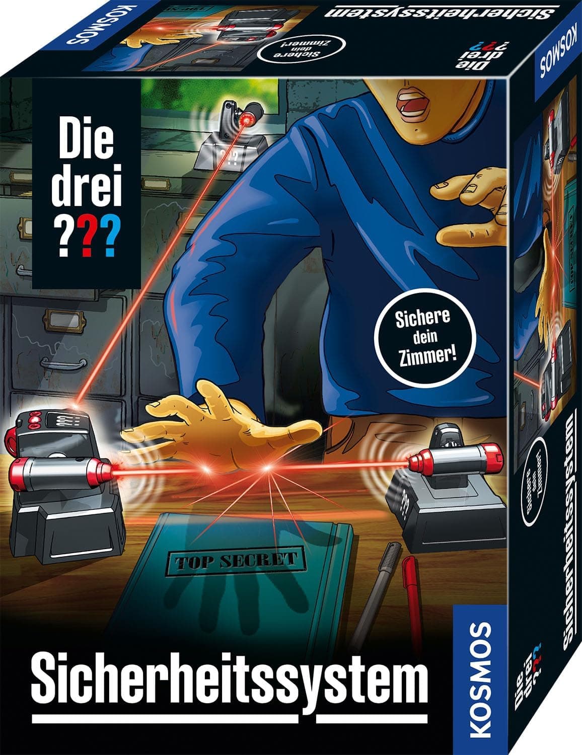 Die DREI Kosmos 632489 Sistema de Seguridad, Sistema de Alarma con tecnología LED, Juego de Juguetes de Detectives para niños a Partir de 8 años, asegura la habitación de Tus Hijos, Gadget, Regalo,