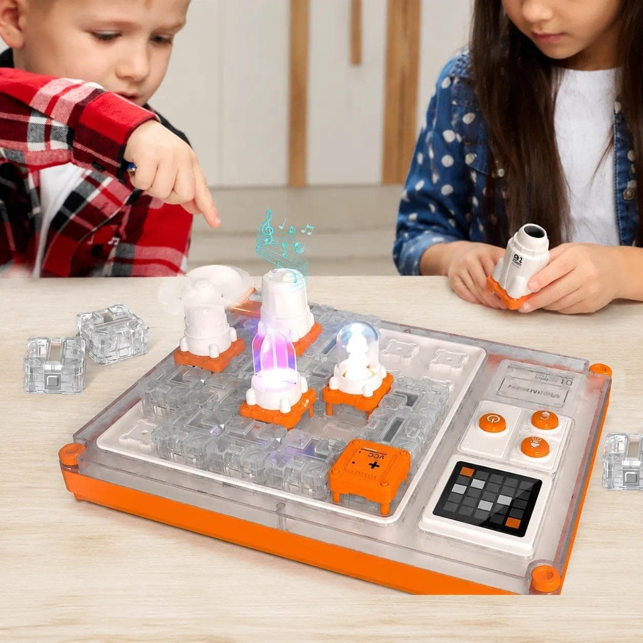 STEM - Juguete educativo electrónico a partir de 3 años, edición con 500 circuitos, pantalla LED y módulos recargables | Entrenamiento lógico, juego de experimentos físicos, bajo voltaje seguro, para