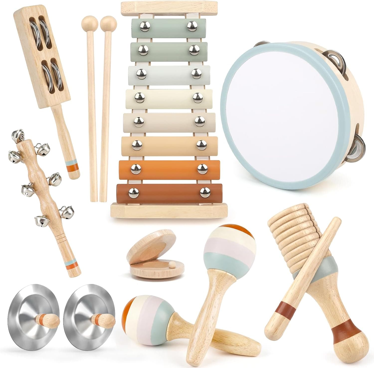 Instrumentos Musicales para Niños Pequeños - Juguetes Musicales de Madera Montessori para Niños de 18M+ a 3 Años, Juguetes de Instrumentos para Niños De Navidad Y Cumpleaños para Niños de18M-3-5